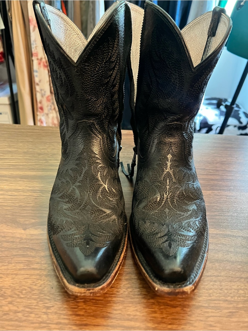 Ariat Cate X Toe Black Embroidered Leather Women's Western Heeled Boots - Picture 3 of 9